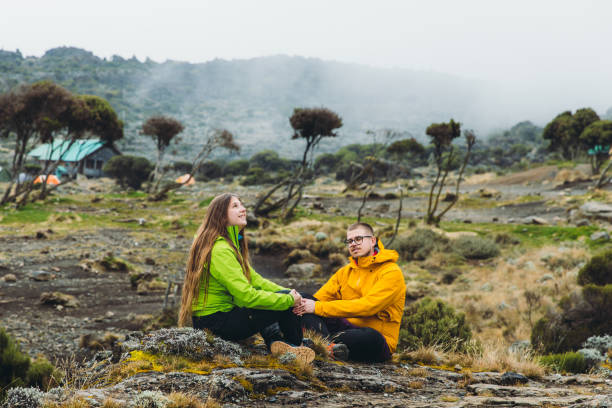 Couple on the trek of Mount Kilimanjaro